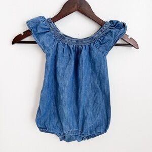 Chambray Blue Baby Flutter Sleeve Onesie